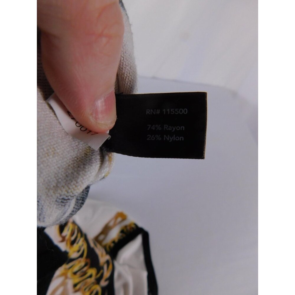 Boston Proper Button-Up Womens S White Black Gold Chain Print 3/4 Sleeve - Picture 4 of 6